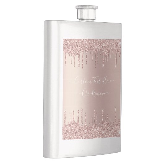 Roos Gouden Glitter Kolf met Aangepaste Tekst Flacon (Rechts)