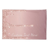 Roos Gouden Glitter Kussen Hoesje met Aangepaste T Kussensloop (Achterkant)