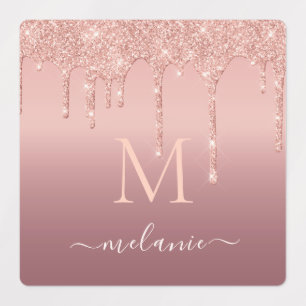 Roos Gouden Glitter Labels Gepersonaliseerde Naam