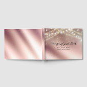 Roos gouden glitter lampjes bruiloft gastenboek (Volledig)