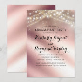 Roos gouden glitter & lente lichten verlovingsfees kaart (Voorkant / Achterkant)