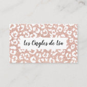 Roos gouden glitter-leopardlakken technicus visitekaartje (Voorkant)