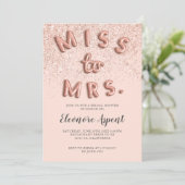 Roos gouden glitter letters blush vrijgezellenfees kaart (Staand voorkant)