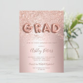 Roos Gouden glitter letters folie foto afstuderen Kaart (Staand voorkant)