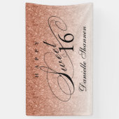 Roos gouden glitter lief 16 gepersonaliseerde part spandoek (Verticaal)