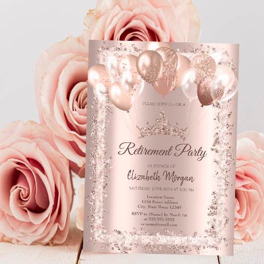 Roos gouden glitter Lijst kroonballonnen pensioen Kaart