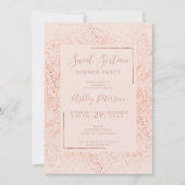 Roos gouden glitter lijst pastel blush roze zoet 1 kaart (Voorkant)