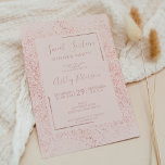 Roos gouden glitter lijst pastel blush roze zoet 1 kaart<br><div class="desc">Modern ose gold glitter ombre en splatters sweet 16 verjaardagsfeestje op chique aanpasbare blush roze met roos gouden geometrische lijst en elegante typografie.</div>