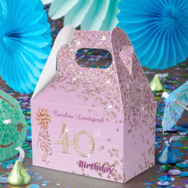 Roos Gouden Glitter & Lint 40e Verjaardag Bedankdoosjes