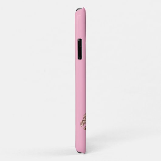 Roos gouden glitter lippen, gepersonaliseerd roze Case-Mate iPhone case (Achterkant/rechts)