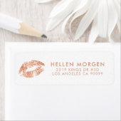 Roos-gouden Glitter Lippen & Stippen Patroon Etiket (Insitu)