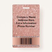 Roos Gouden Glitter Look Bling Diamond Business Badge (Achterkant)