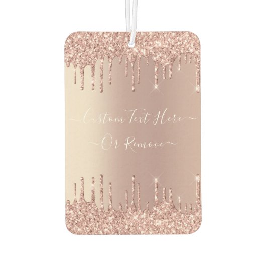 Roos Gouden Glitter Luchtverfrisser met Jouw tekst (Achterkant)