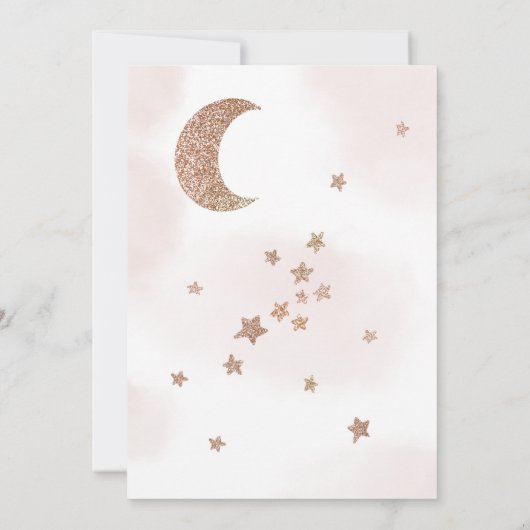 Roos gouden glitter maan sterren wolken oh baby sh kaart (Achterkant)
