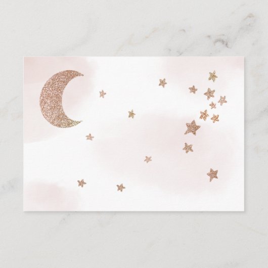 Roos gouden glitter maansterren wolken brengen boe informatiekaartje (Achterkant)