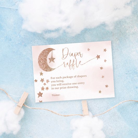 Roos gouden glitter-maansterren wolken luidop informatiekaartje