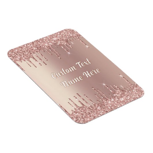 Roos Gouden Glitter Magneet met Aangepaste Tekstna (Rechterzijde)