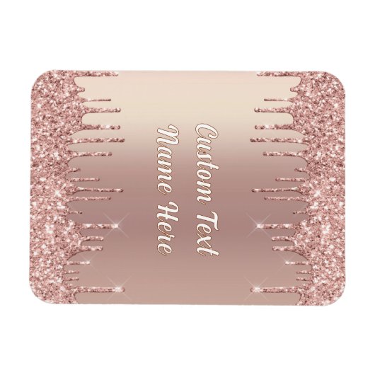 Roos Gouden Glitter Magneet met Aangepaste Tekstna (Horizontaal)