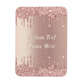 Roos Gouden Glitter Magneet met Aangepaste Tekstna