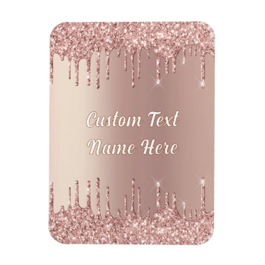 Roos Gouden Glitter Magneet met Aangepaste Tekstna (Verticaal)