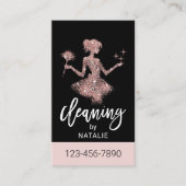 Roos Gouden Glitter Maid House Schoonmaakservice Visitekaartje (Voorkant)