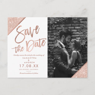 Roos gouden glitter manuscript witte foto sparen d briefkaart