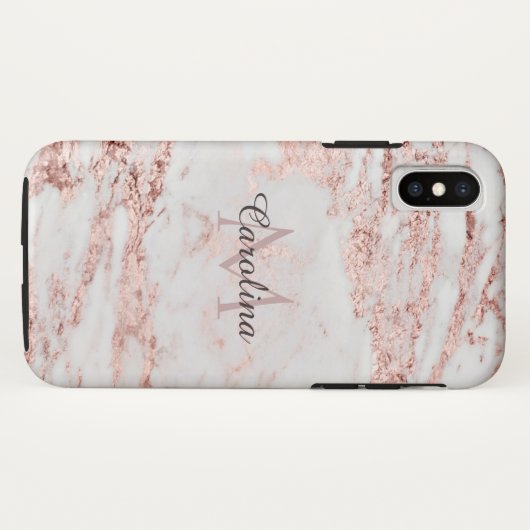 Roos Gouden Glitter, Marmer, Gepersonaliseerd Case-Mate iPhone Case (Achterkant (horizontaal))