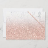 Roos gouden glitter marmer script bruiloft richtin kaart (Achterkant)