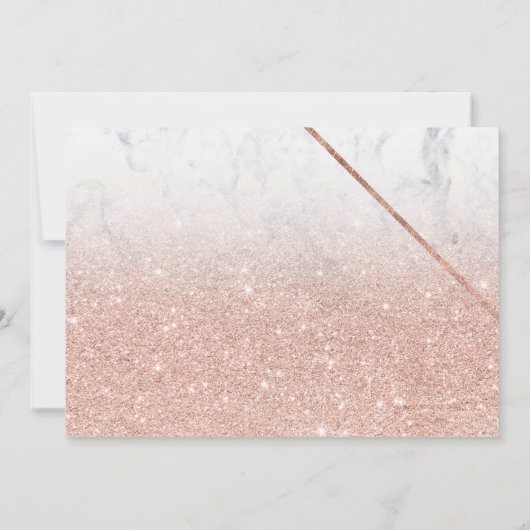 Roos gouden glitter marmer script bruiloft richtin kaart (Achterkant)