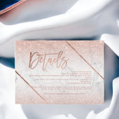 Roos gouden glitter marmer script bruiloft richtin kaart