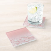 Roos Gouden Glitter Marmeren Glas Onderzetter (Schuin)