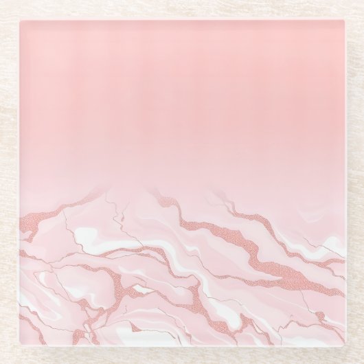 Roos Gouden Glitter Marmeren Glas Onderzetter (Voorkant)