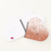 Roos Gouden Glitter Marmeren Monogram Hart Notitieboek (Binnen)