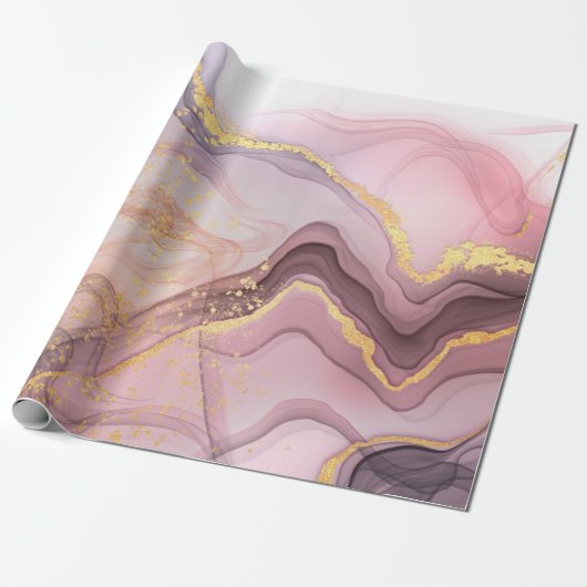 Roos Gouden glitter meisjes verjaardagsfeestje Cadeaupapier (Uitgerold)