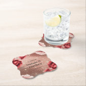 Roos Gouden Glitter Met Rode Rozen Trouwen Kartonnen Onderzetters (Insitu)