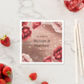 Roos Gouden Glitter Met Rode Rozen Trouwen Servet (Insitu)