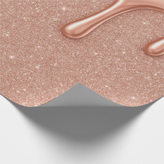Roos Gouden Glitter & Metallic Druppels Wedding Cadeaupapier (Hoek)
