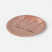 Roos Gouden Glitter & Metallic Druppels Wedding Papieren Bordje (Gekanteld)