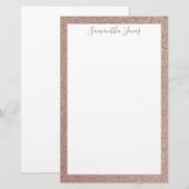 Roos gouden glitter metallic | Gepersonaliseerd Briefpapier (Voorkant / Achterkant)