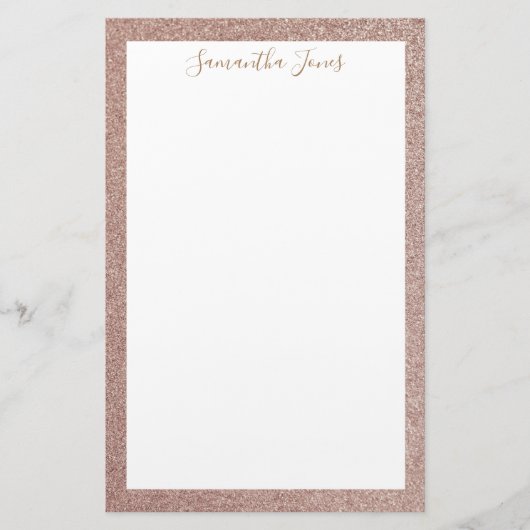 Roos gouden glitter metallic | Gepersonaliseerd Briefpapier (Voorkant)