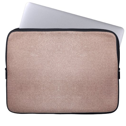 Roos Gouden Glitter Metallic Girly Sparkly Laptop Sleeve (Voorkant)