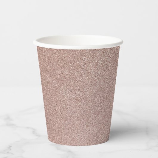 Roos Gouden Glitter Metallic Girly Sparkly Papieren Bekers (Voorkant)