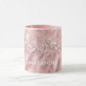 Roos Gouden Glitter Metallic Roze Aangepaste Naam Mok (Midden)