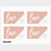 Roos gouden glitter mini champagne, mini wijn, lab rechthoekige sticker (Vel)