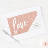 Roos gouden glitter mini champagne, mini wijn, lab rechthoekige sticker (Envelop)