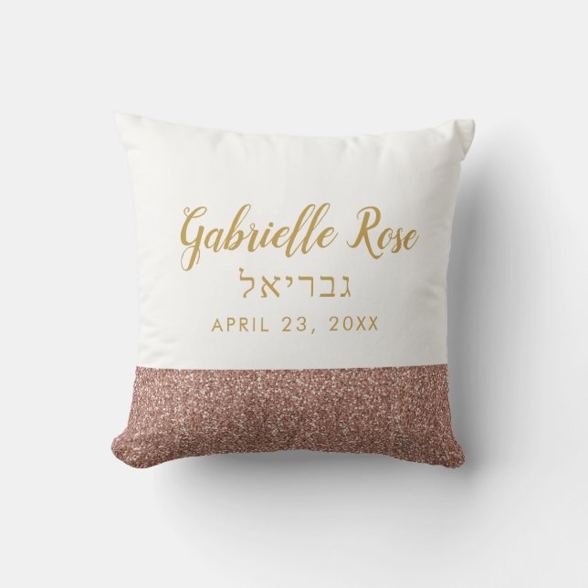 Roos gouden glitter mitzvah tiener kamer naam kuss kussen (Voorkant)