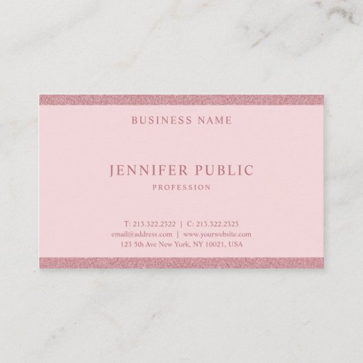 Roos Gouden Glitter Modern Elegant Eenvoudige Sjab Visitekaartje (Achterkant)