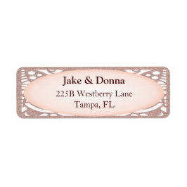 Roos Gouden Glitter Modern Wedding Label