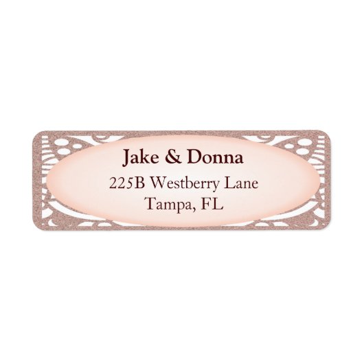 Roos Gouden Glitter Modern Wedding Label (Voorkant)