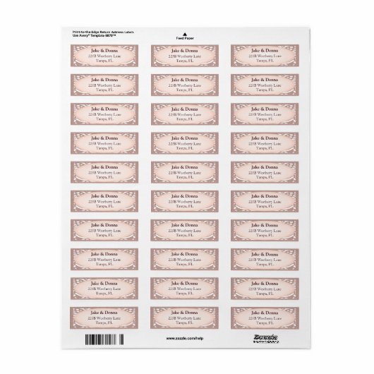 Roos Gouden Glitter Modern Wedding Label (Full Sheet)